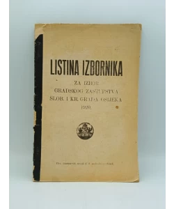 Listina izbornika za izbor gradskog zastupstva slob. i kr. grada Osijeka 1920.