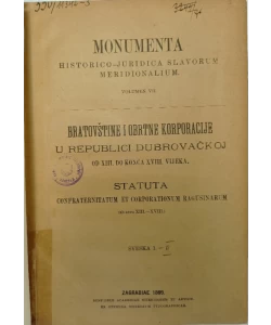 Bratovštine i obrtne korporacije u Republici Dubrovačkoj I-II.
