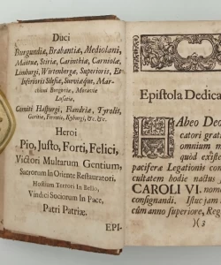 Historia mahnae legitationis Caesareae, quam fortunatissimis Caroli VI. auspiciis Augustum Imperantis post biennalis belli confectionem suscepit. commes Damianus Hugo Virmondtius ejusdemque p