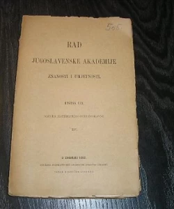 Rad JAZU knjiga 109 matematičko - prirodoslovni razred