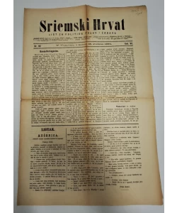 Sriemski Hrvat br. 92/1884.