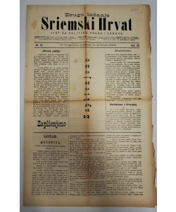 Sriemski Hrvat br. 37/1884.