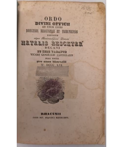 Ordo divini offichi ad usum cleri Dioecesis Rhagusinae et Tribuniensis