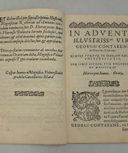In adventu illustrissimi viri Georgii Contrareni ad praeturam Patavinam