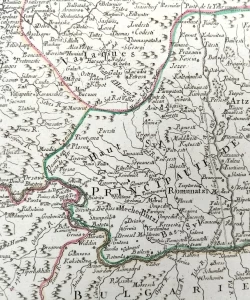 Zemljovid Mađarske, Transilvanije, Slavonije, Hrvatske, Vlaške, Bosne, Srbije i Bugarske - Royáume de Hongrie, Principauté de Transilvanie, Sclavonie, Croatie, et partie de la Principauté de